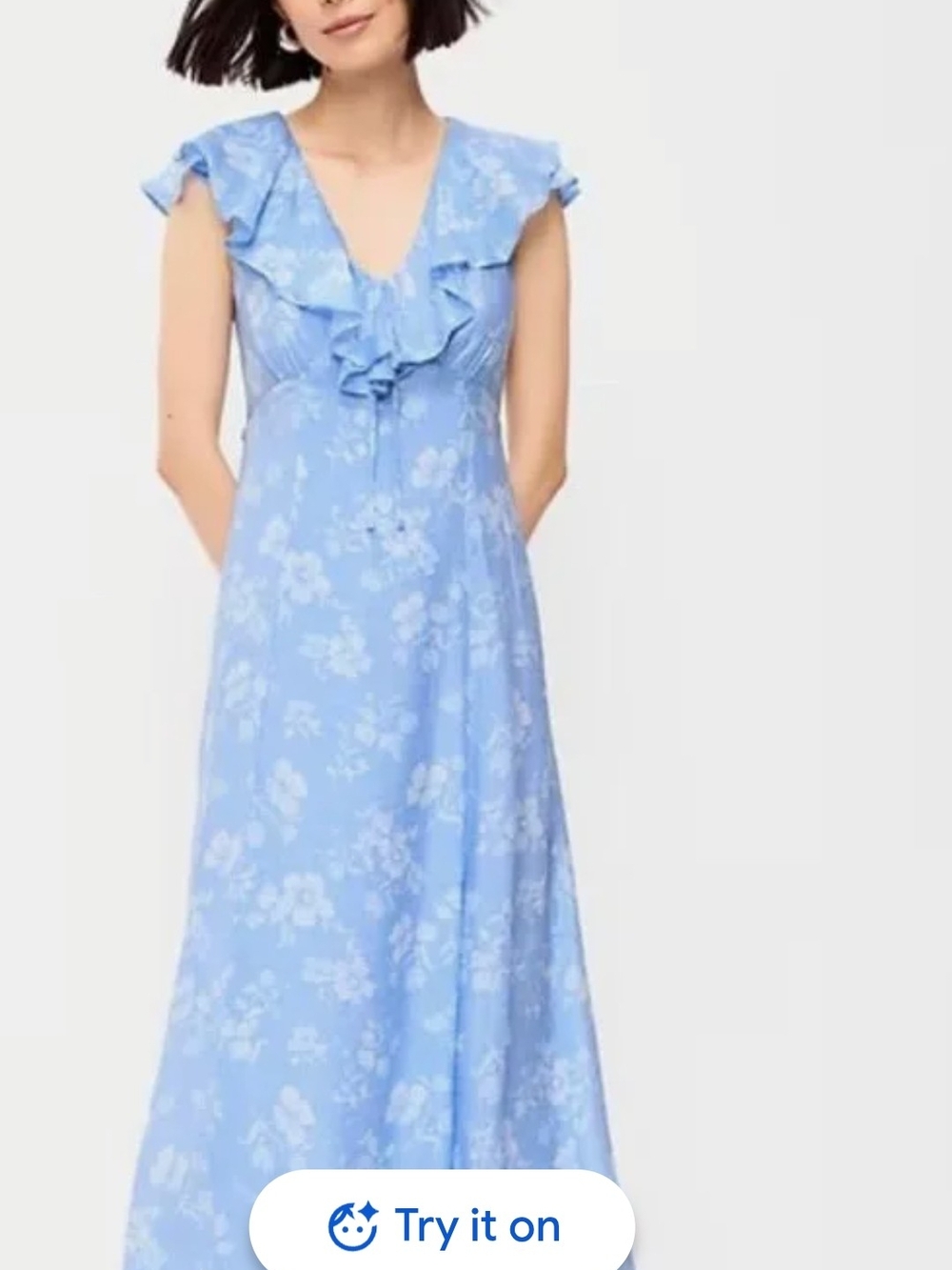 Old Navy Light Blue Floral Ruffle Maxi Dress Size XS